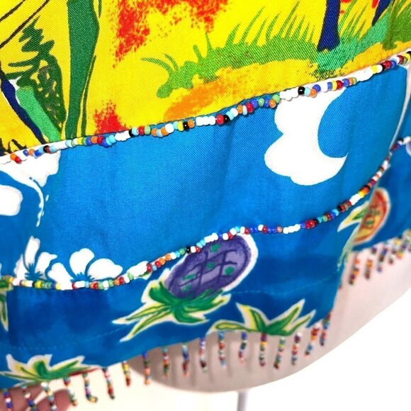 Surya Jacket Tank Top Set Medium M Womens Vintage Tropical Pattern Beaded Rayon - Picture 10 of 14